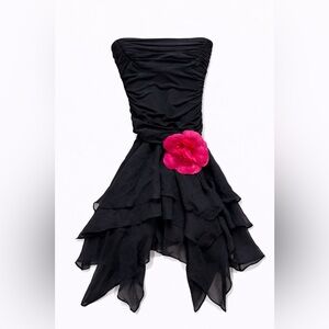 Y2K BCBG black dress with flower detail